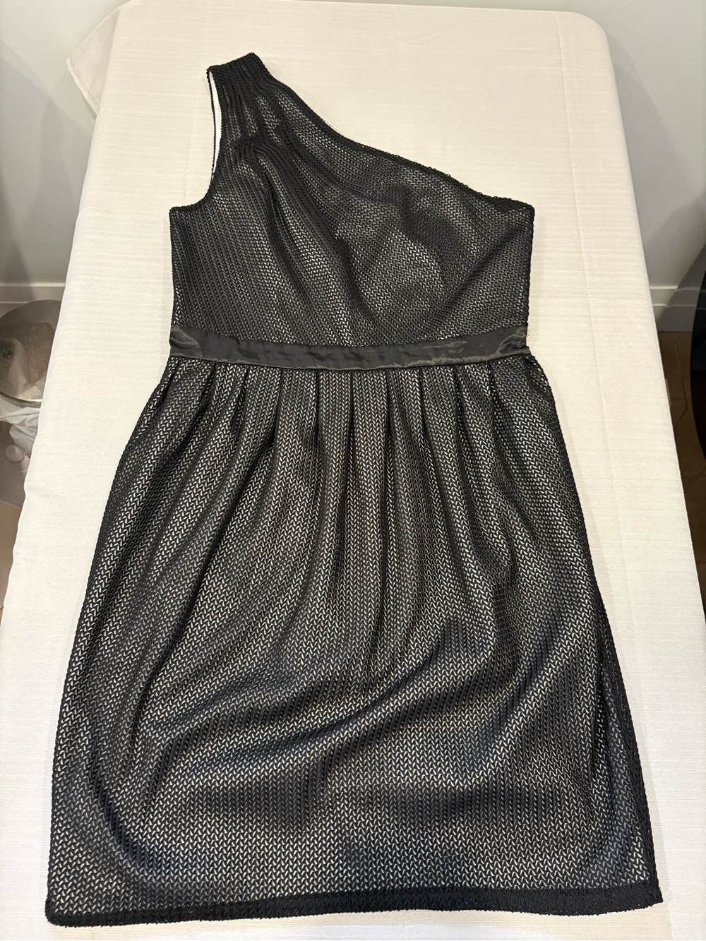 Armani Exchange One-Shoulder Black Mesh Dress #1260